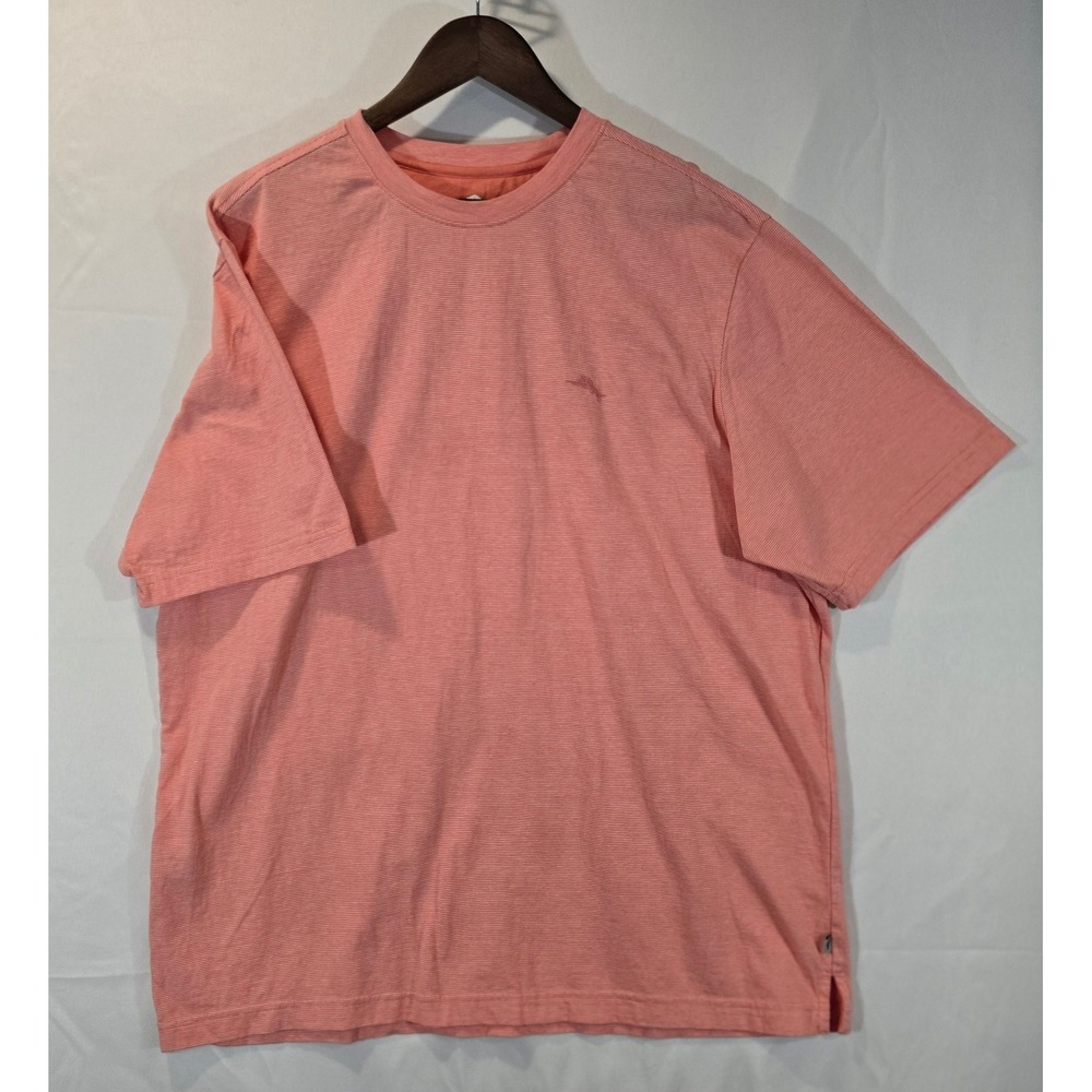 Tommy‎ Bahama Mens Coral Stripe TShirt XL Short Sleeve Crew Neck Cotton